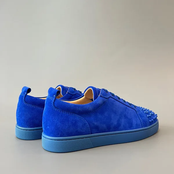 Christian Louboutin Louis Junior Spikes Suede-Effect Sneakers Blue product view 5