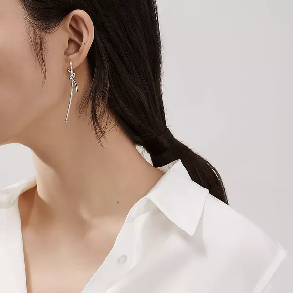 Tiffany  Co. Knot Long Drop Earrings Gold-Tone product view 2