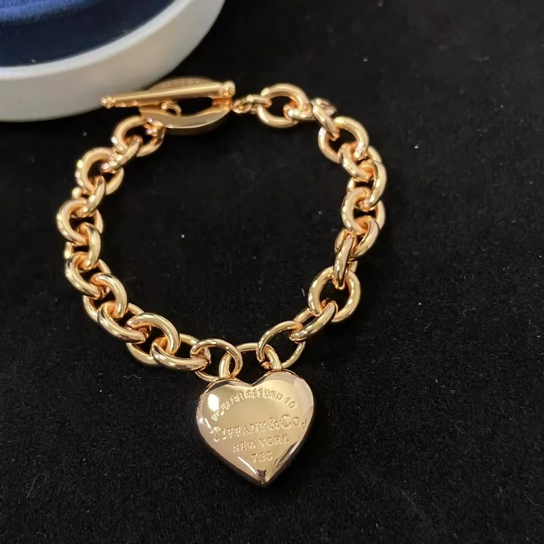 Tiffany  Co. Heart Charm Toggle Chain Bracelet Rose-Tone product view 1