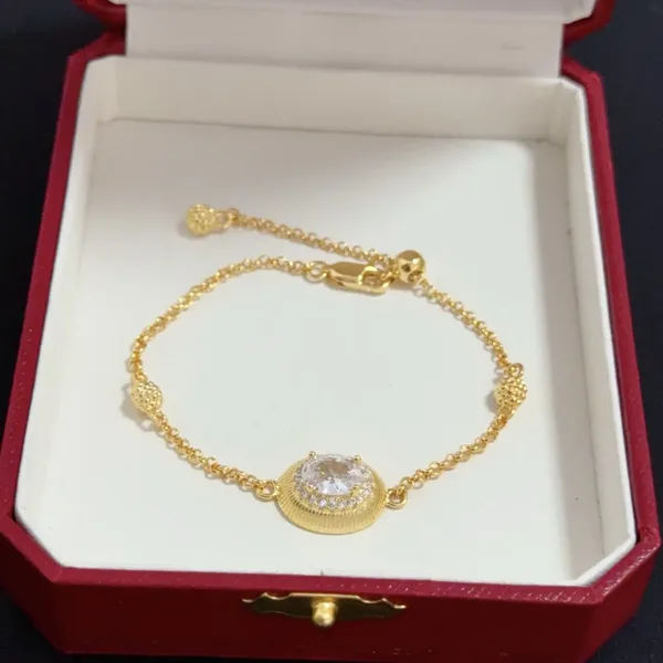 Cartier Gold-Tone Chain Bracelet with Round Pave-Effect Center product view 6