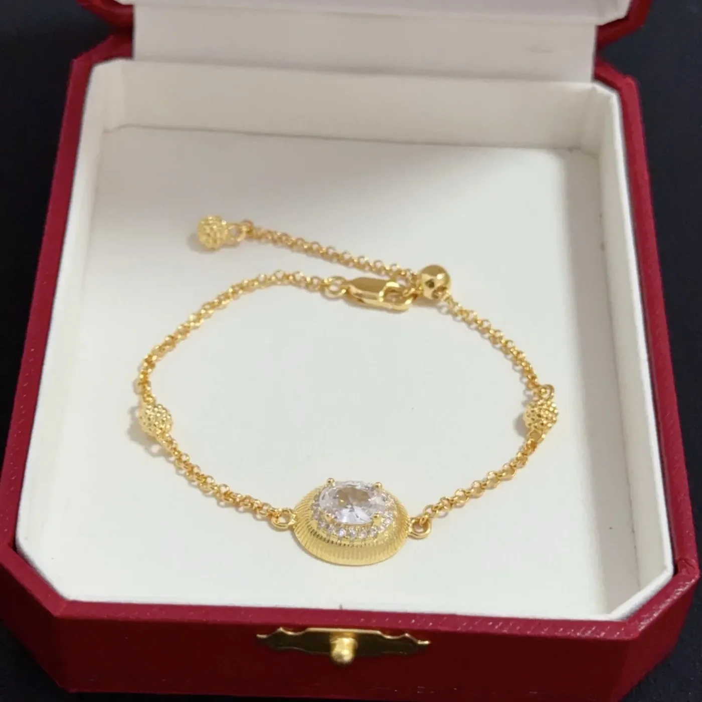 Cartier Gold-Tone Chain Bracelet with Round Pave-Effect Center product view 6
