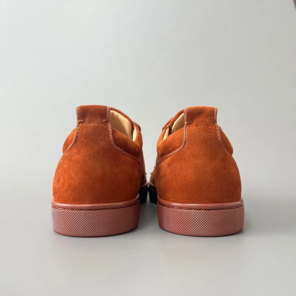 Christian Louboutin Louis Junior Spikes Suede-Effect Sneakers Rust product view 8