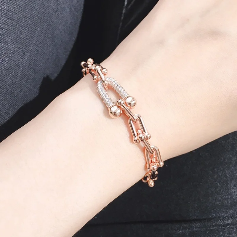 Tiffany  Co. HardWear Pavé-Effect Clasp Link Bracelet Rose-Tone product view 2