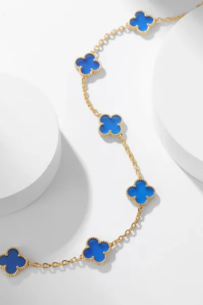 Van Cleef  Arpels Alhambra Blue Ten-Motif Gold-Tone Necklace product view 7