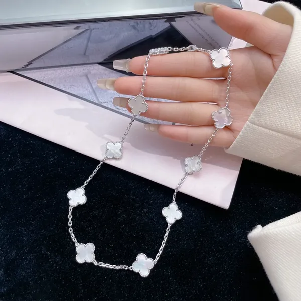 Van Cleef  Arpels Alhambra White Ten-Motif Silver-Tone Necklace product view 2