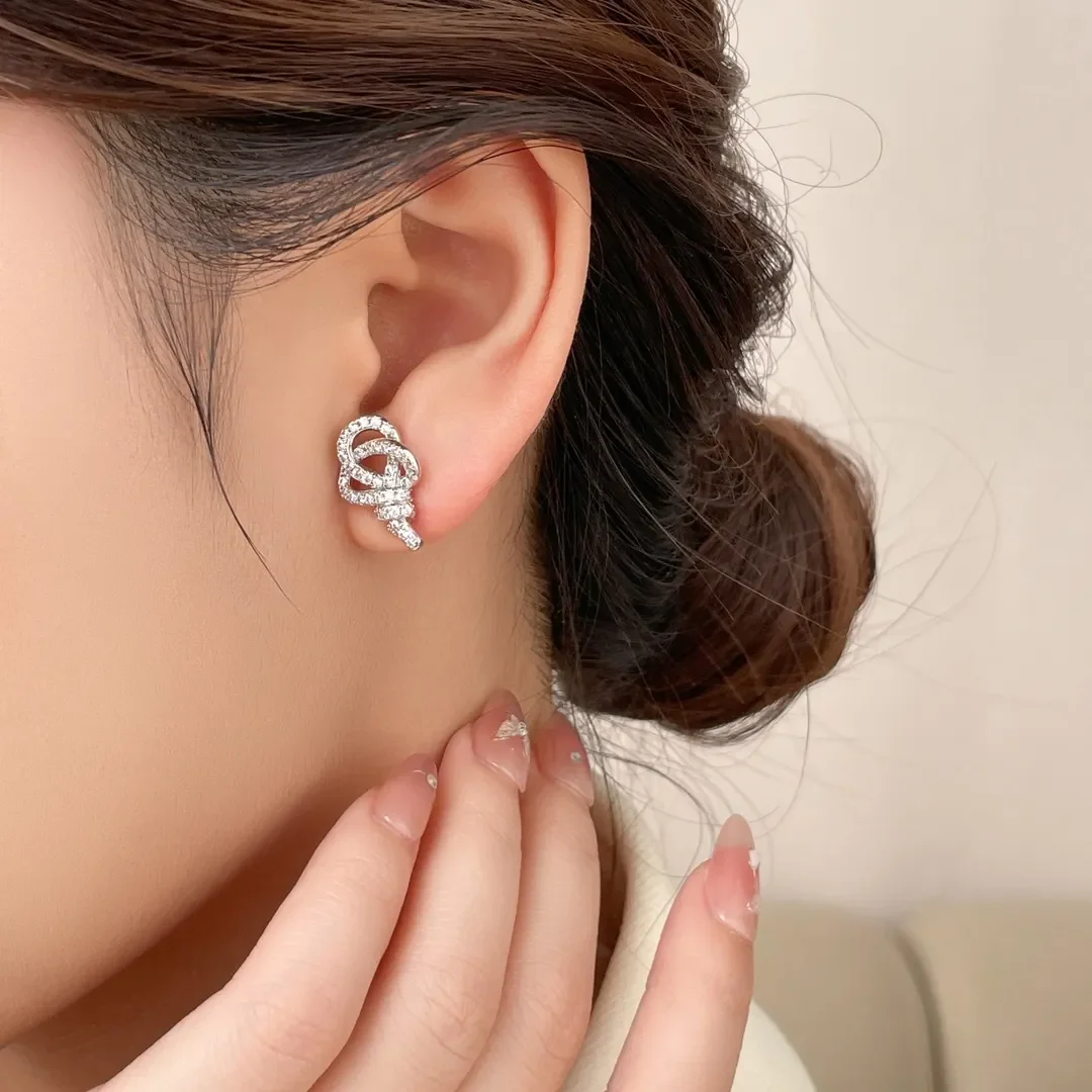 Tiffany  Co. Woven Knot Key Drop Earrings Silver-Tone product view 2