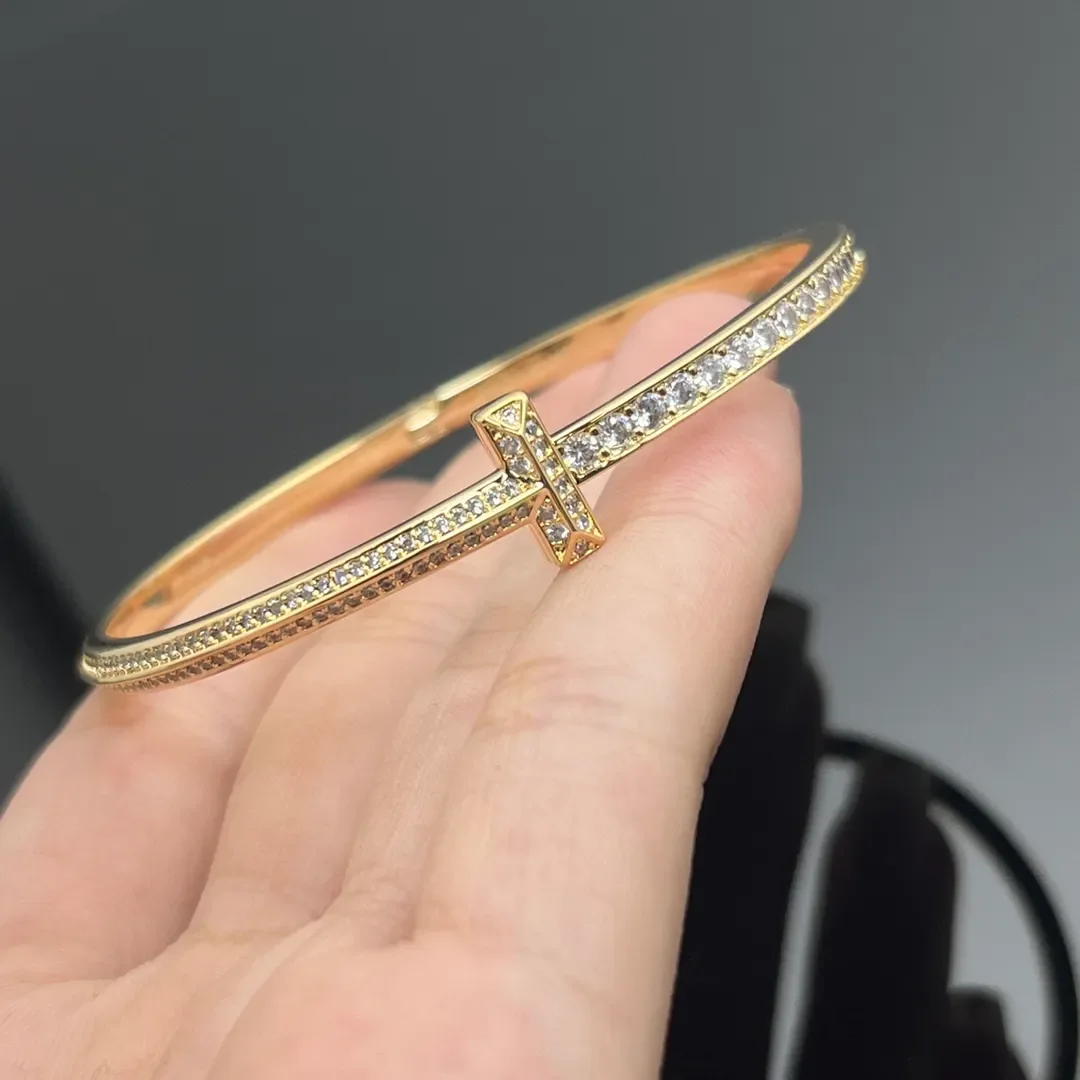 Tiffany  Co. T1 Slim Pavé-Effect Bangle Rose-Tone product view 1