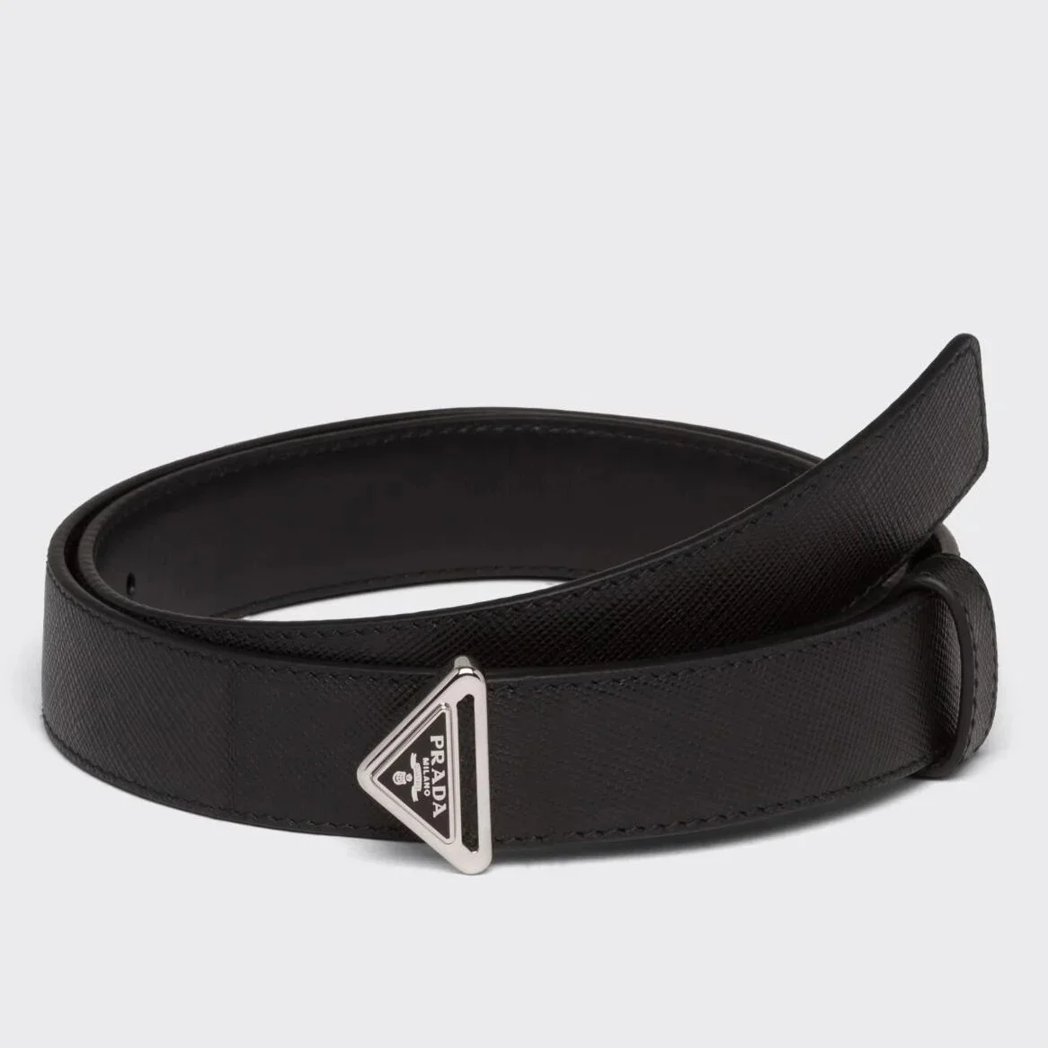 Prada Triangular Buckle Belt 30MM in Black Saffiano Leather product view 1