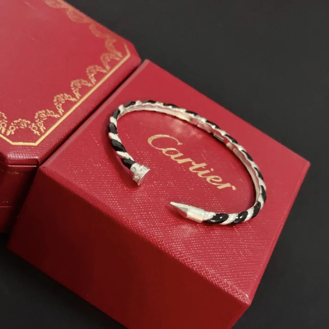 Cartier Silver-Tone Twisted Nail Cuff with Black Details product view 6