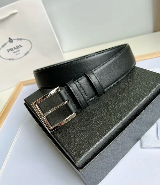 Prada 35MM Belt in Black Smooth Calfskin product view 2