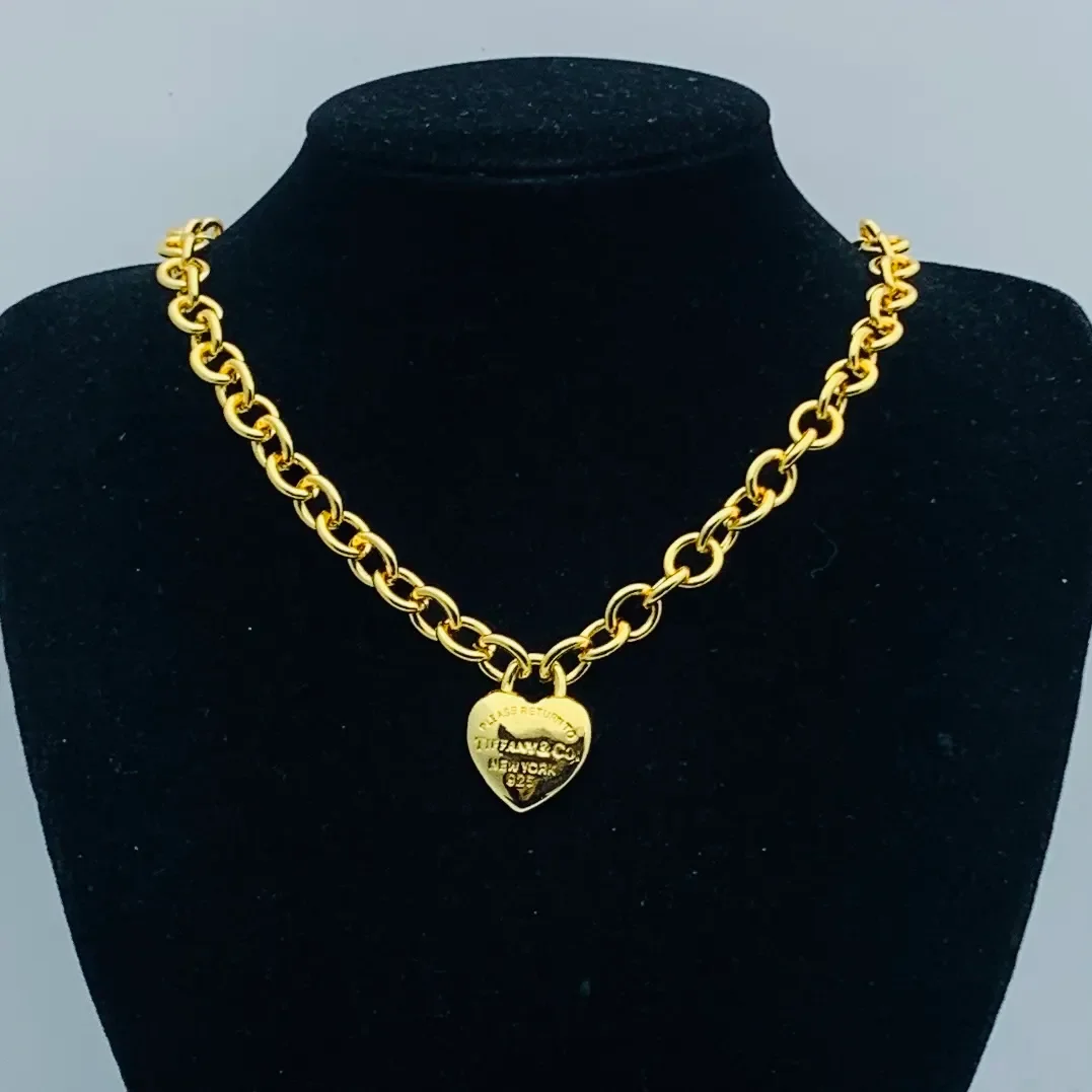 Tiffany  Co. HardWear Heart Pendant Link Necklace Gold-Tone product view 1
