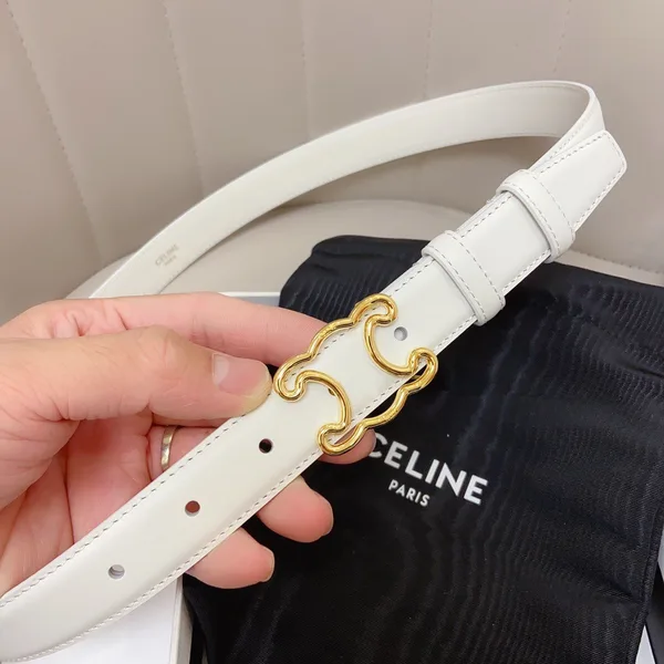 Celine Medium Triomphe Frame Belt 25MM in White Calfskin product view 2