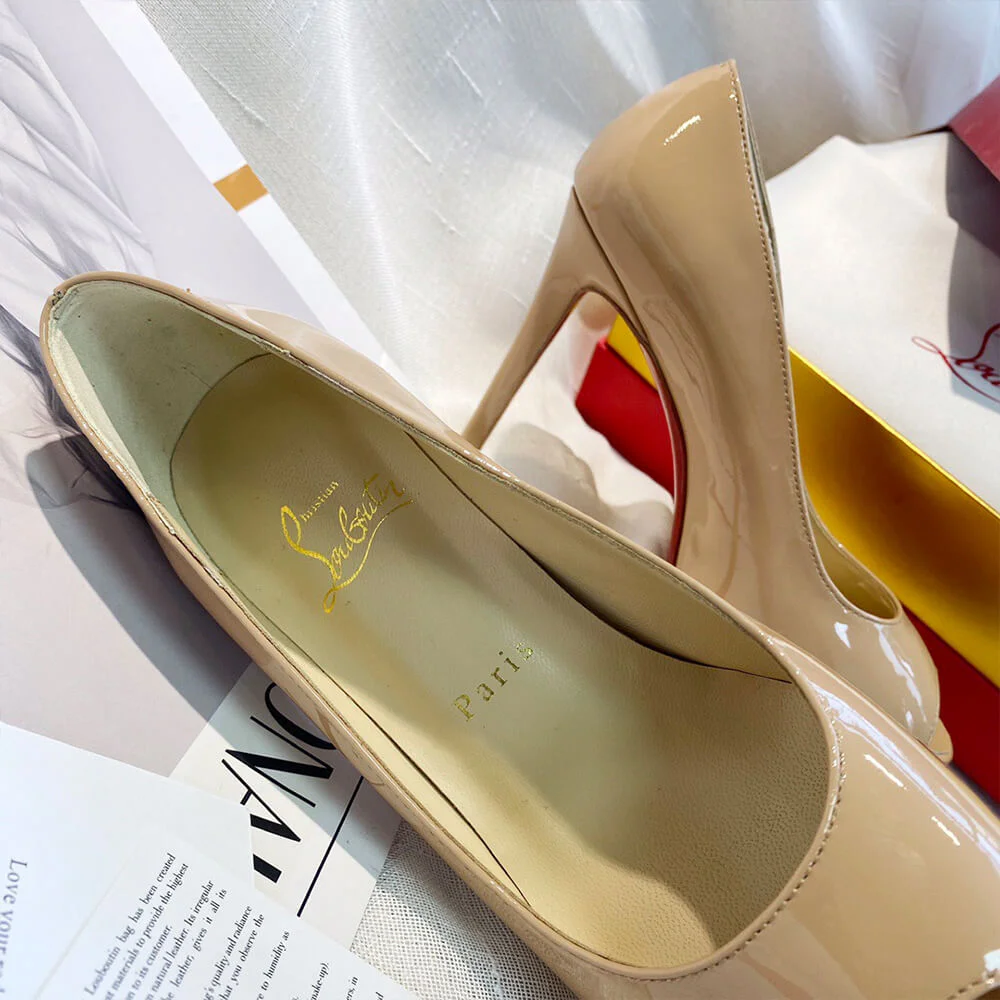 Christian Louboutin New Very Prive 120 Peep-Toe Platform Pumps Nude Pink product view 7