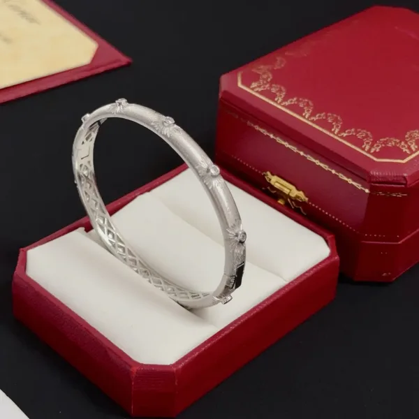 Cartier Silver-Tone Pave-Effect Bangle Bracelet product view 3