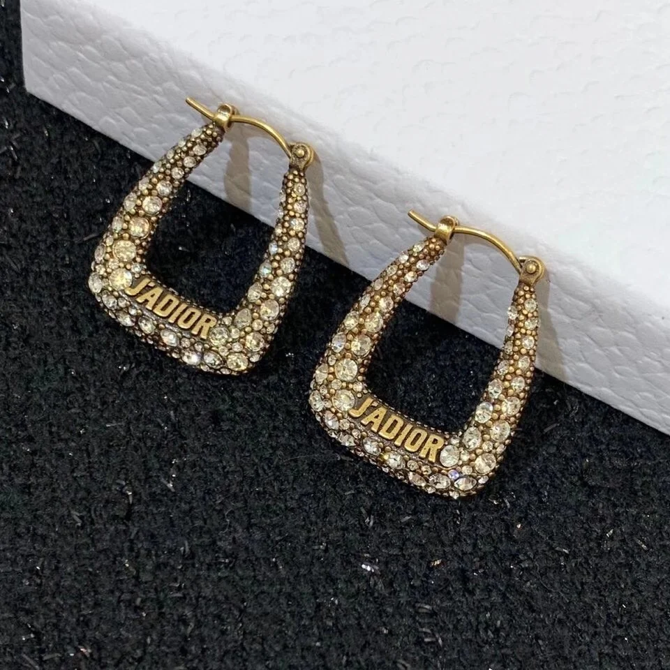 Dior J’Adior Hoop Earrings In Antique Gold-Tone Metal and Crystals product view 6