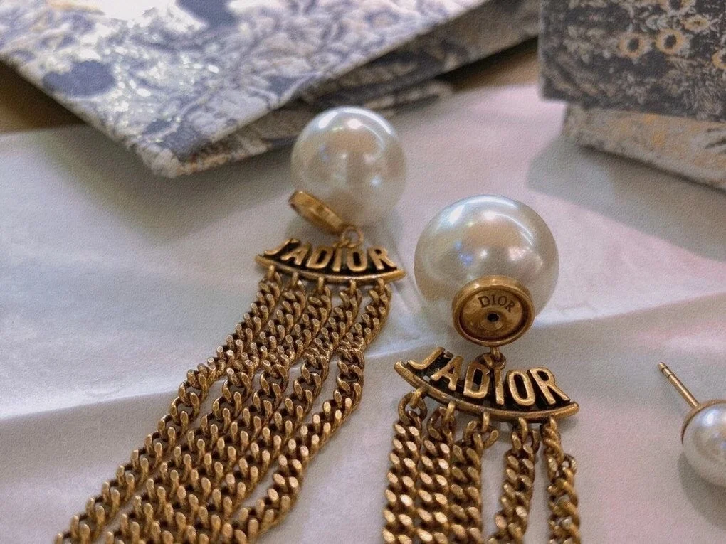 Dior Tribales Chain Earrings In Antique Gold-Finish Metal product view 5