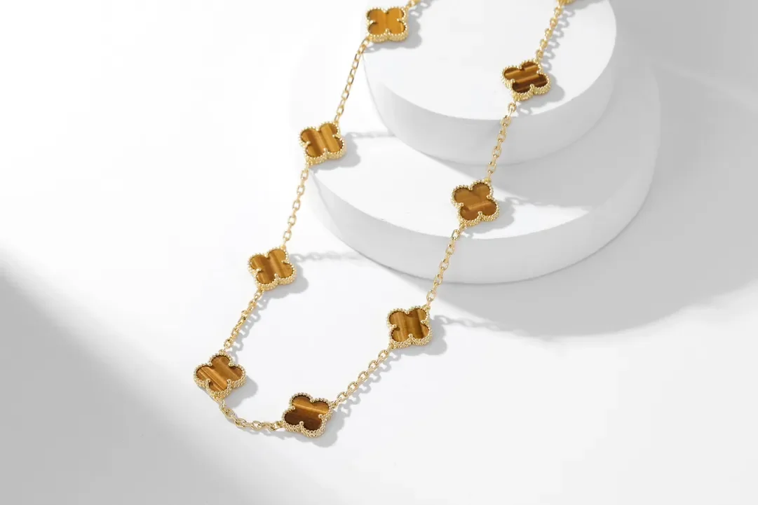 Van Cleef  Arpels Alhambra Brown Ten-Motif Gold-Tone Necklace product view 5