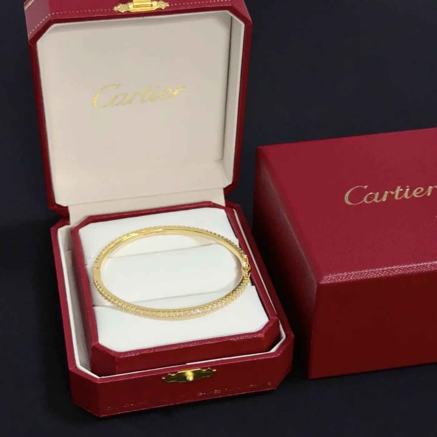 Cartier Gold-Tone Pave-Effect Bangle Bracelet product view 1