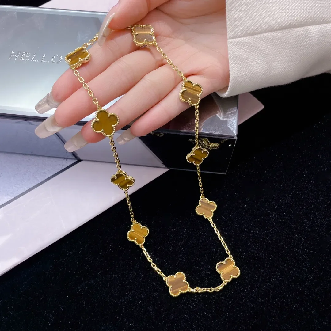 Van Cleef  Arpels Alhambra Brown Ten-Motif Gold-Tone Necklace product view 2