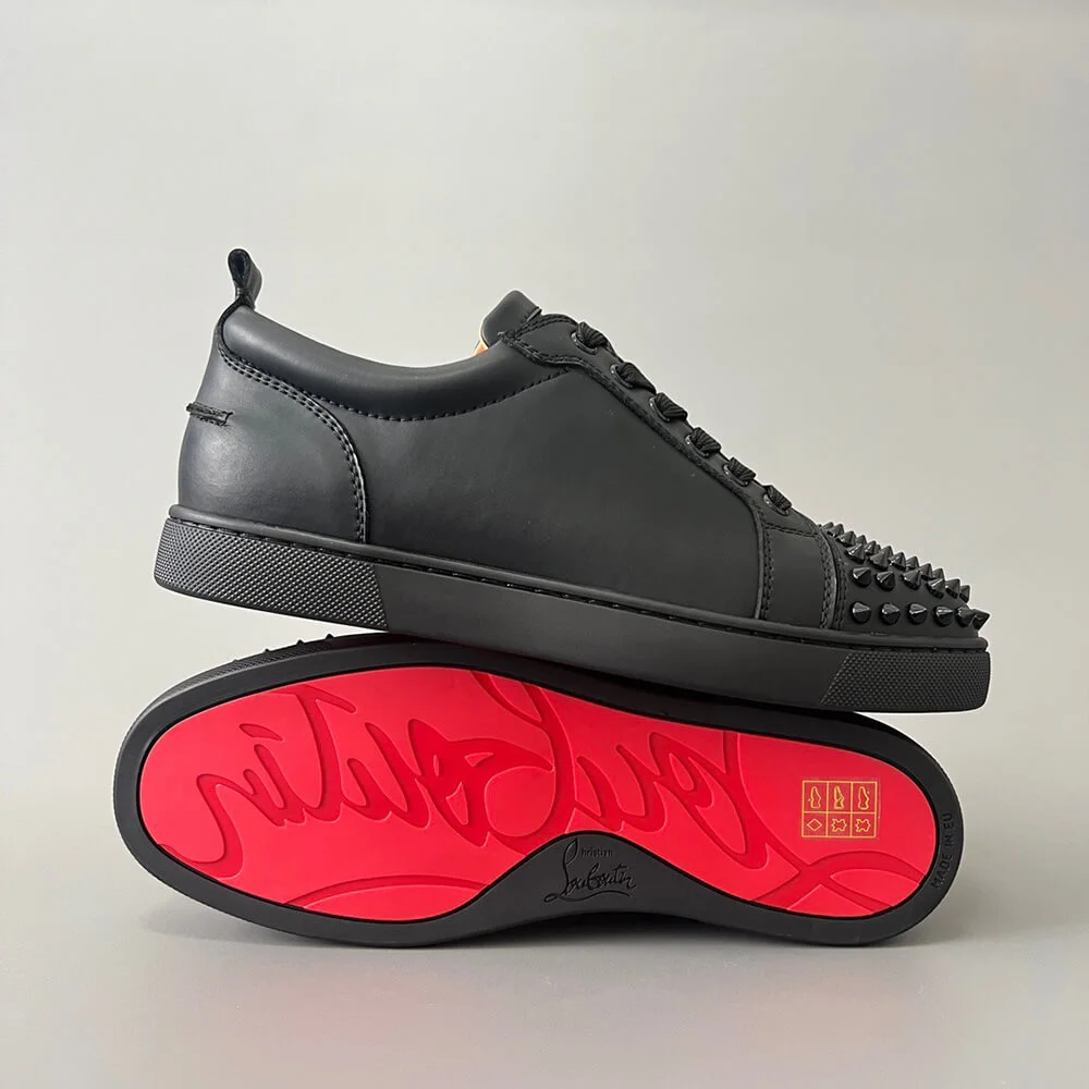 Christian Louboutin Louis Junior Spikes Sneakers Black with Black Sole product view 6