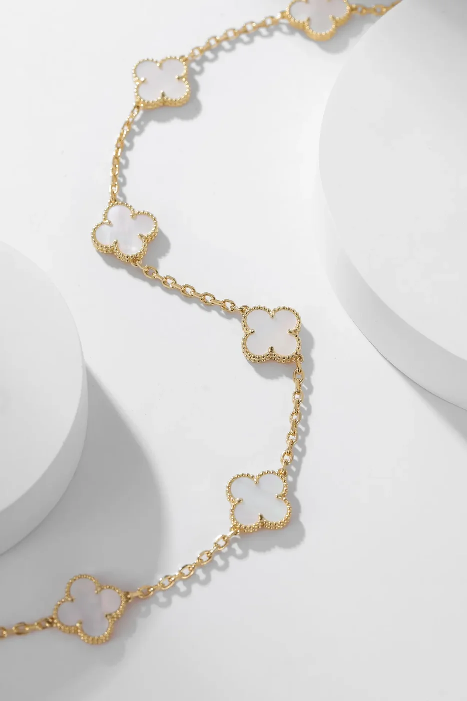 Van Cleef  Arpels Alhambra White Ten-Motif Gold-Tone Necklace product view 5