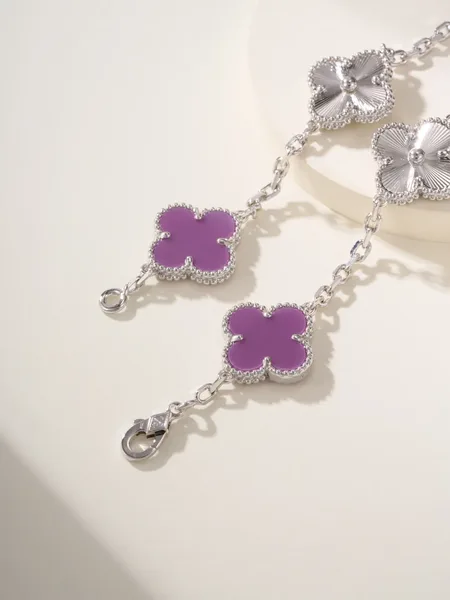 Van Cleef  Arpels Alhambra Purple Clover and Silver-Tone Knot Bracelet product view 4
