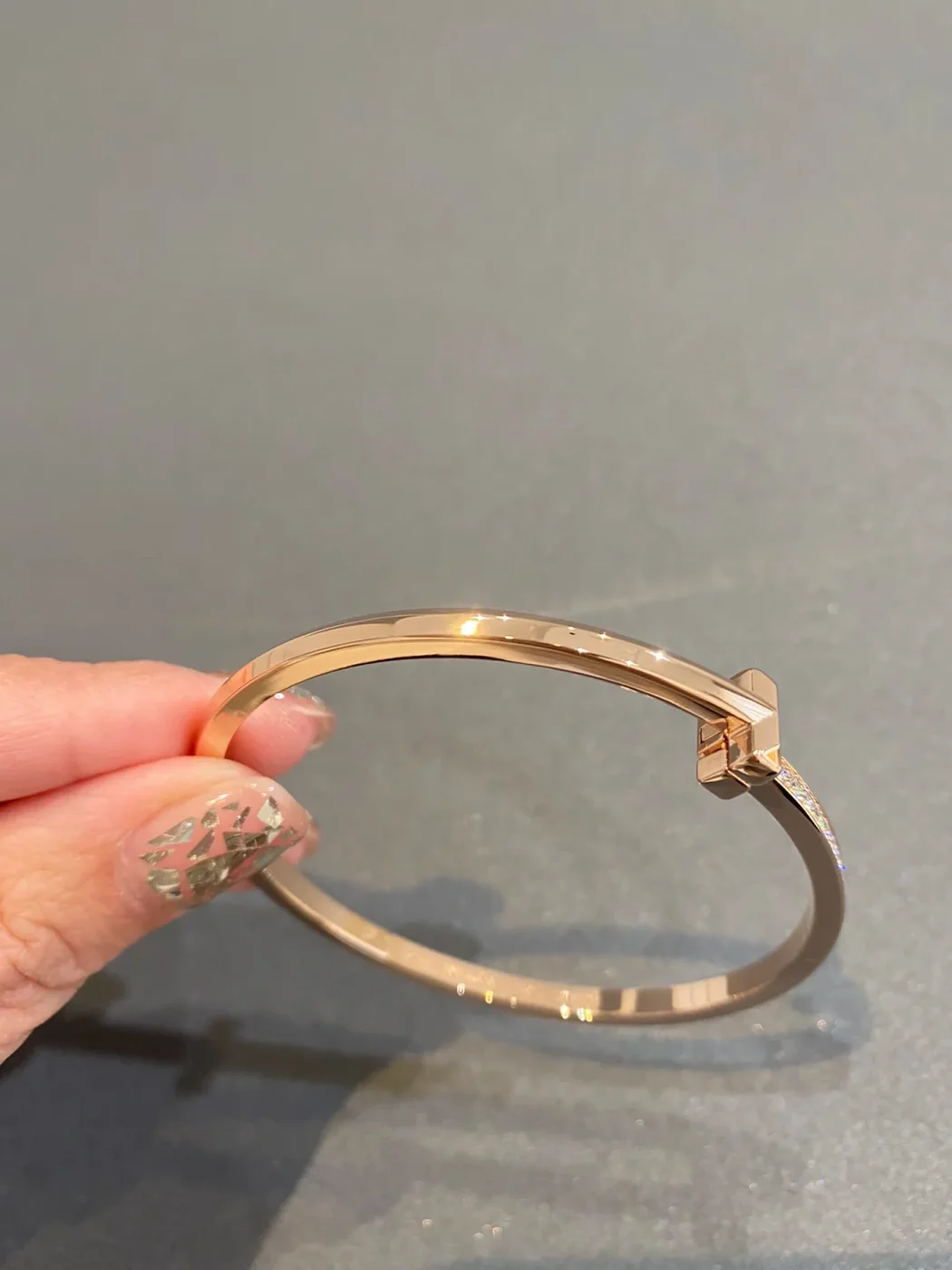 Tiffany  Co. T1 Narrow Half Pavé-Effect Hinged Bangle Rose-Tone product view 2