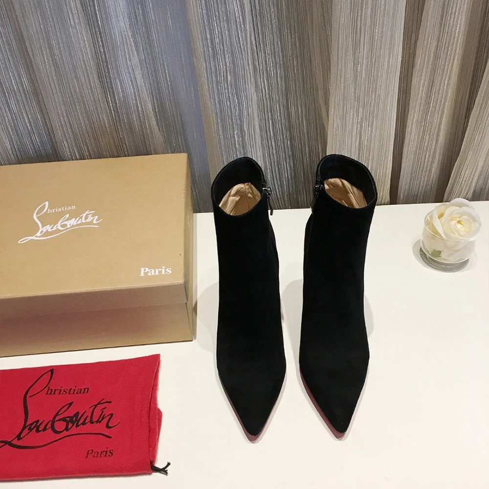 Christian Louboutin So Kate Booty 100 Suede-Effect Ankle Boots Black product view 3