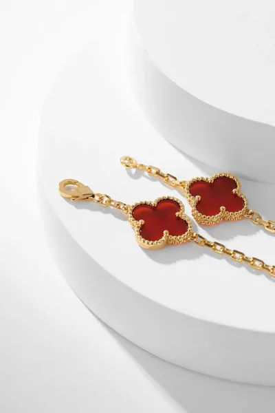 Van Cleef  Arpels Alhambra Red Ten-Motif Gold-Tone Necklace product view 3