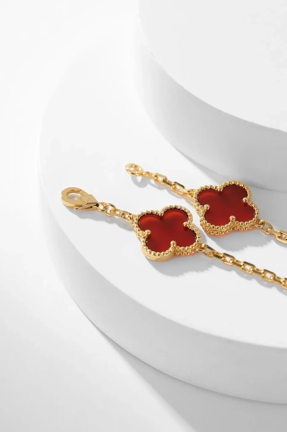 Van Cleef  Arpels Alhambra Red Ten-Motif Gold-Tone Necklace product view 3