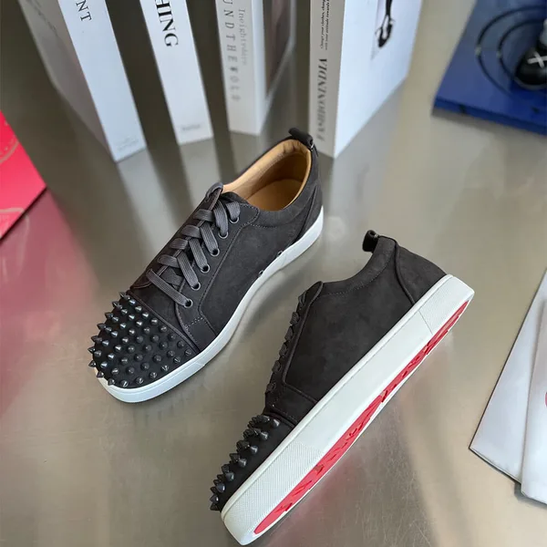 Christian Louboutin Louis Junior Spikes Sneakers Black with White Sole product view 2