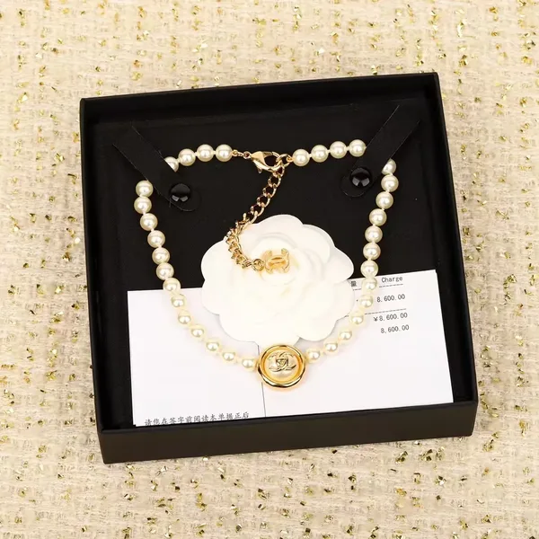 Chanel Pearl-Effect Medallion Choker Necklace Gold-Tone product view 3