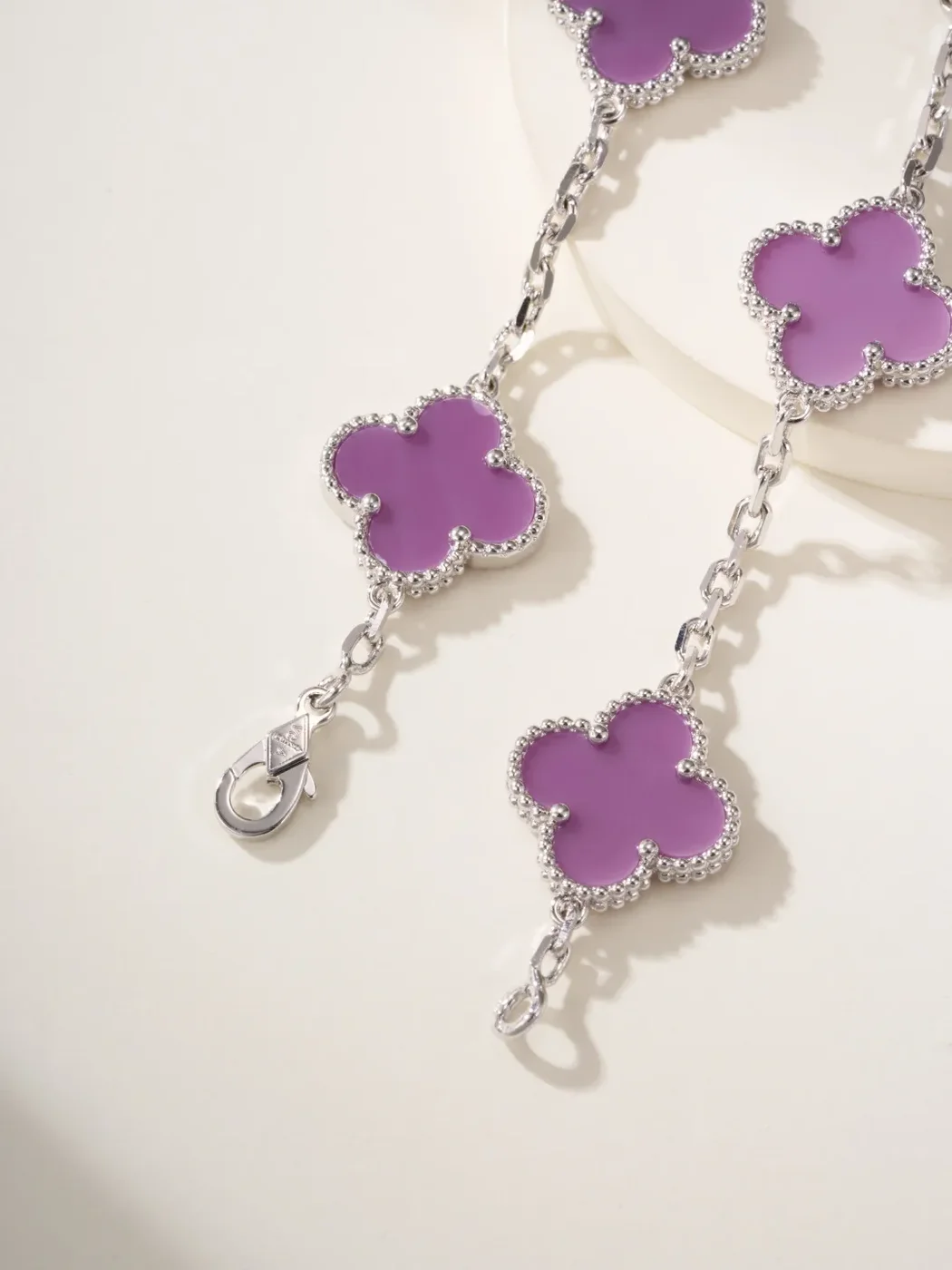 Van Cleef  Arpels Alhambra Purple Five-Clover Silver-Tone Bracelet product view 5