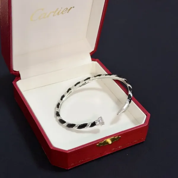 Cartier Silver-Tone Twisted Nail Cuff with Black Details product view 4