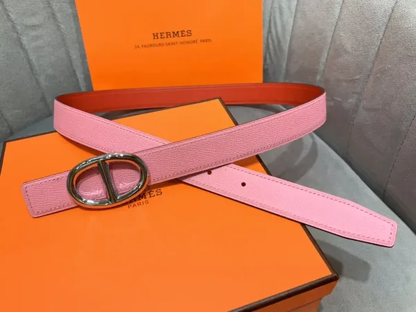 Hermès Pink/Red Reversible Belt with Silver-Tone Oval Buckle product photo