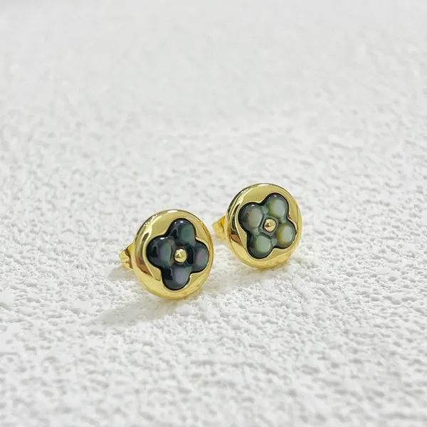 Louis Vuitton Sun Blossom Pearlescent Stud Earrings Gray Inlay and Gold-Tone product photo