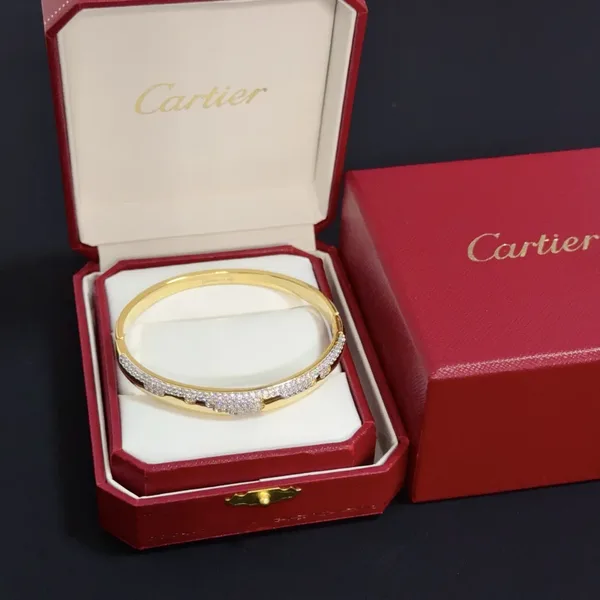 Cartier Gold-Tone Slim Bangle with Pave-Effect Row product photo