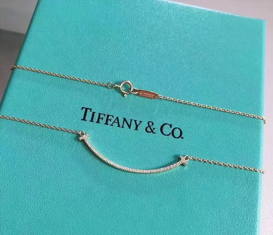Tiffany  Co. T Smile Pavé-Effect Necklace Rose-Tone product view 1