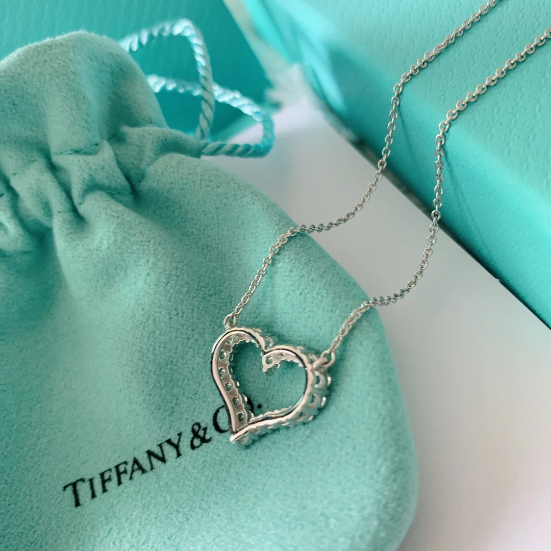 Tiffany  Co. Medium Pavé-Effect Open Heart Necklace Silver-Tone product view 4