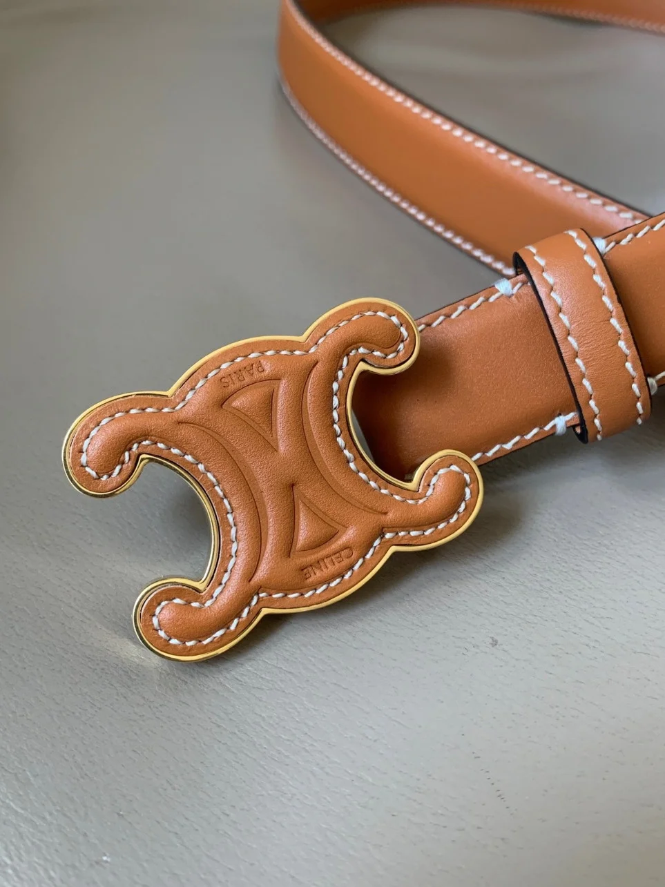 Celine Medium Cuir Triomphe Belt 25MM in Brown Calfskin product view 5