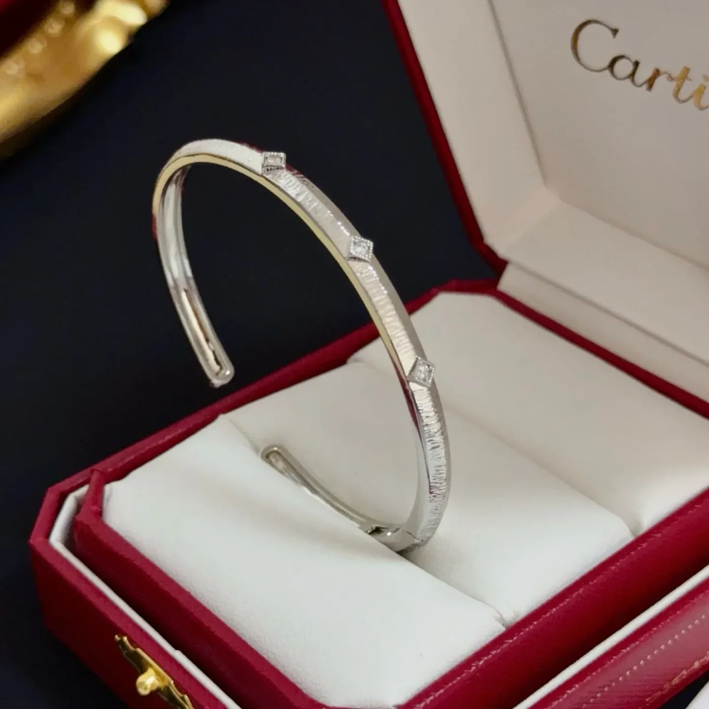 Cartier Silver-Tone Polished Open Cuff with Pave-Effect Ends product view 5