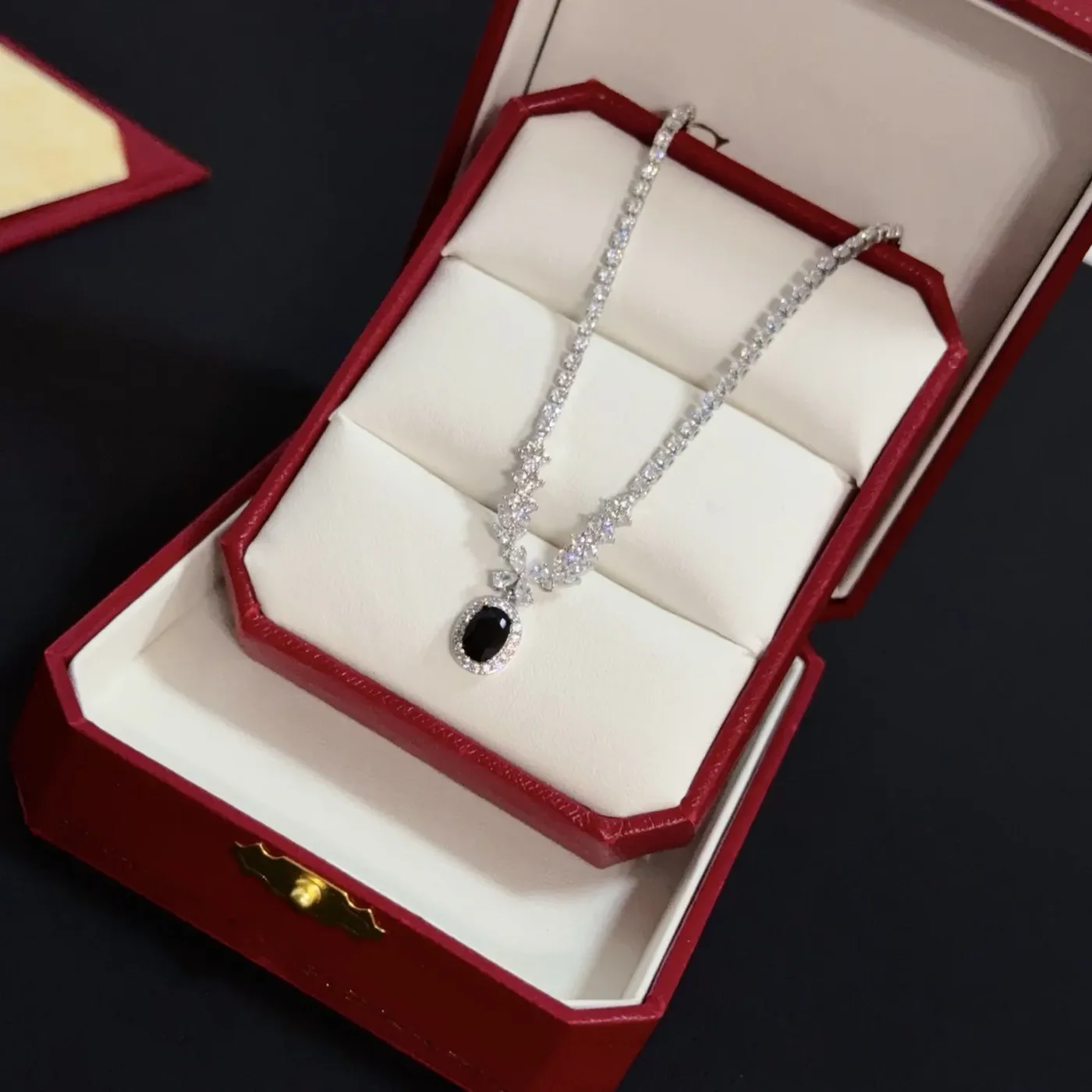 Cartier Black Teardrop Silver-Tone Pendant Necklace product view 2