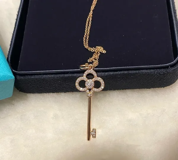 Tiffany  Co. Crown Key Pendant Necklace Rose-Tone product photo