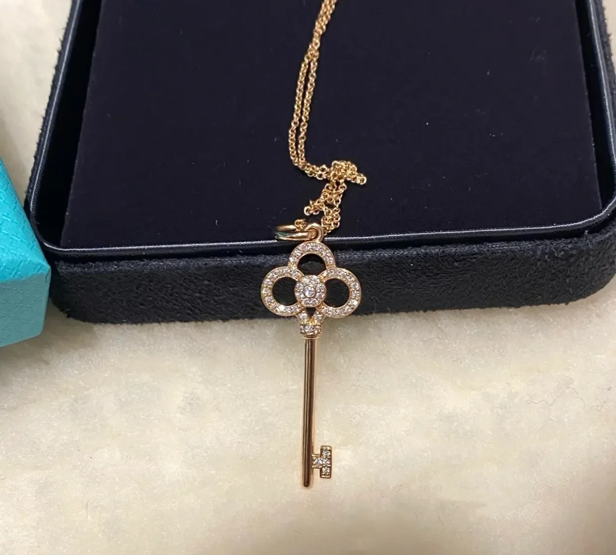 Tiffany  Co. Crown Key Pendant Necklace Rose-Tone product view 1