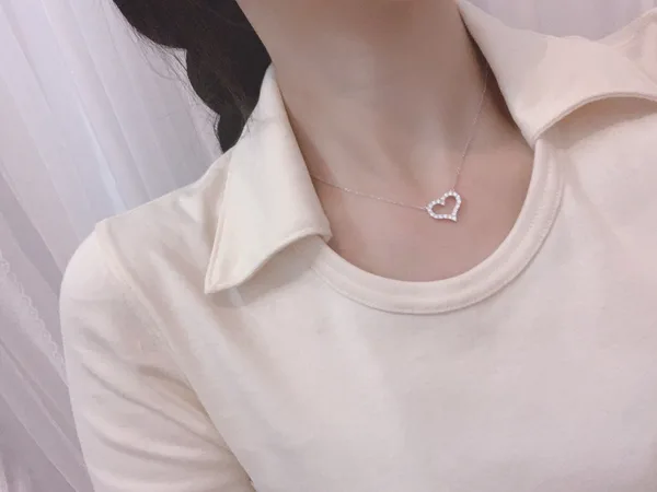 Tiffany  Co. Medium Pavé-Effect Open Heart Necklace Silver-Tone product view 6