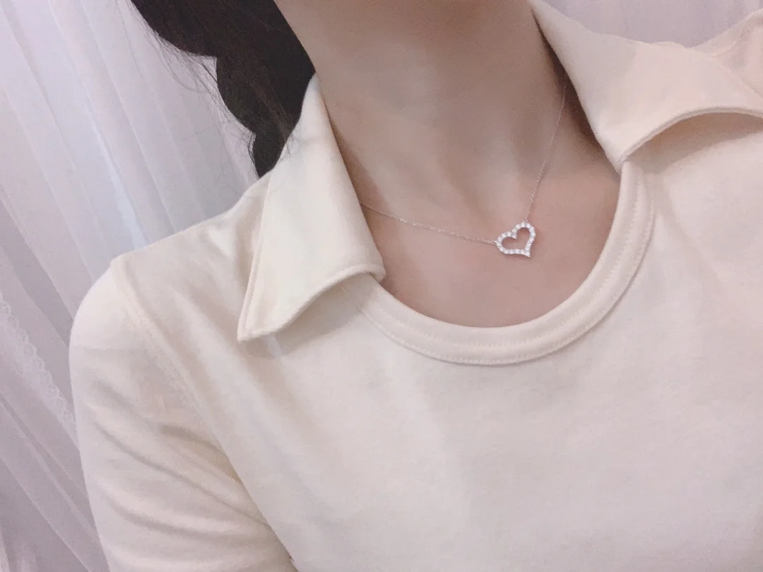 Tiffany  Co. Medium Pavé-Effect Open Heart Necklace Silver-Tone product view 6