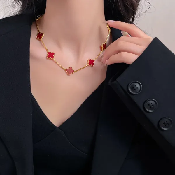 Van Cleef  Arpels Alhambra Red Ten-Motif Gold-Tone Necklace product view 9