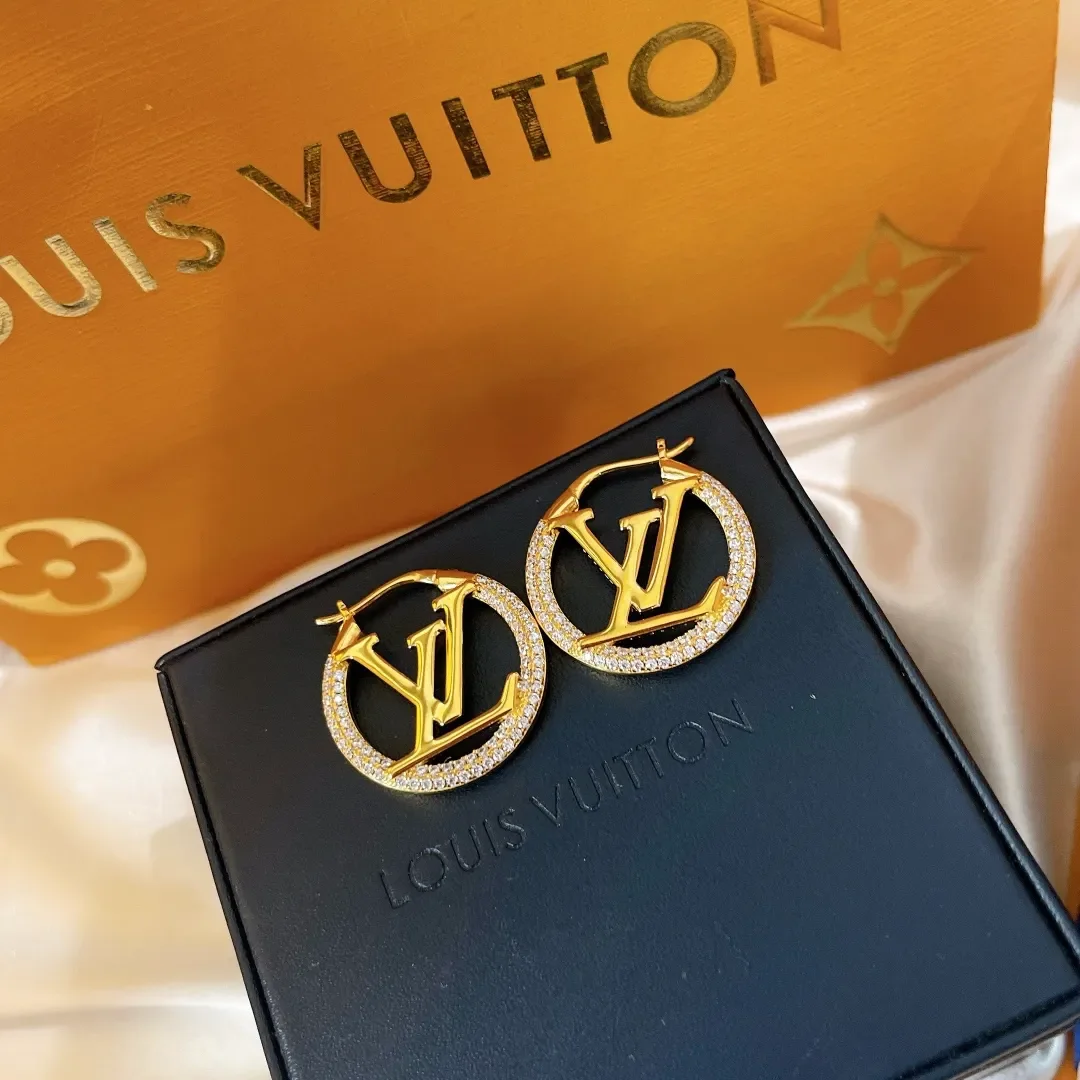 Louis Vuitton Round LV Monogram Hoop Earrings Gold-Tone product view 9