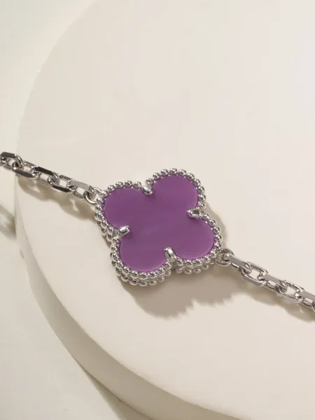 Van Cleef  Arpels Alhambra Purple Clover and Silver-Tone Knot Bracelet product view 5