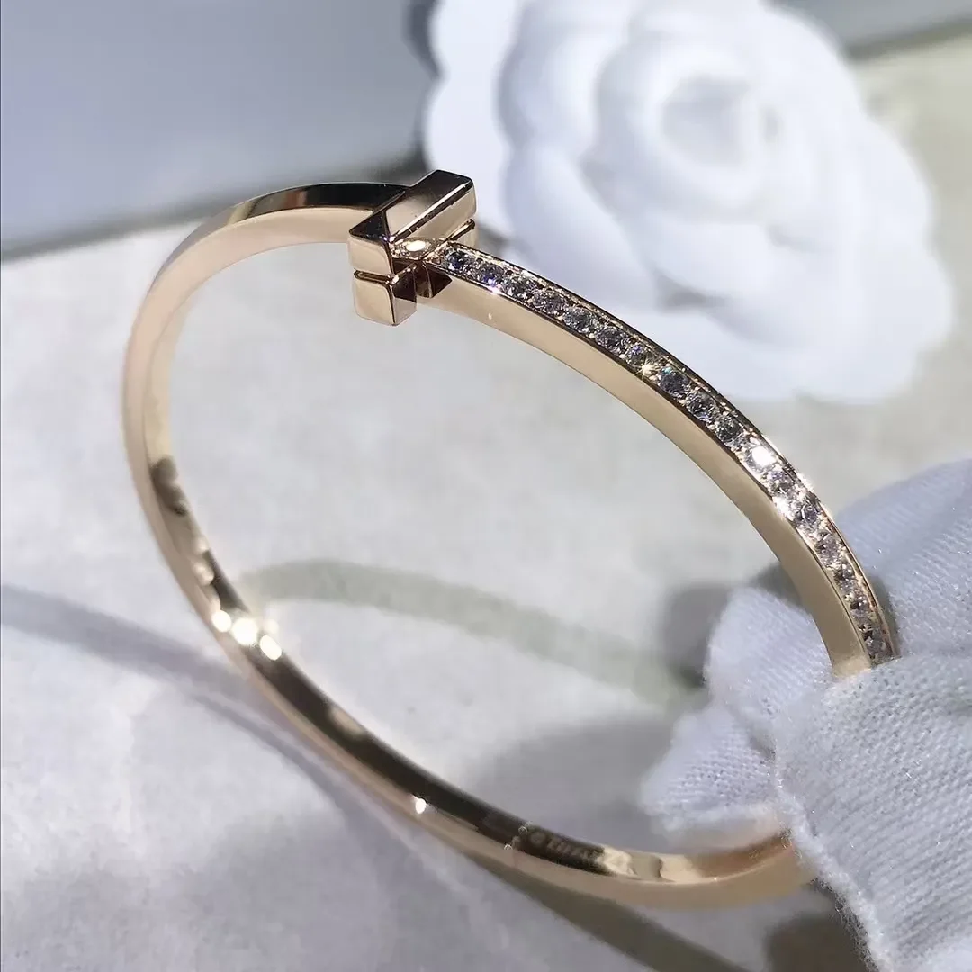 Tiffany  Co. T1 Narrow Half Pavé-Effect Hinged Bangle Two-Tone product view 1